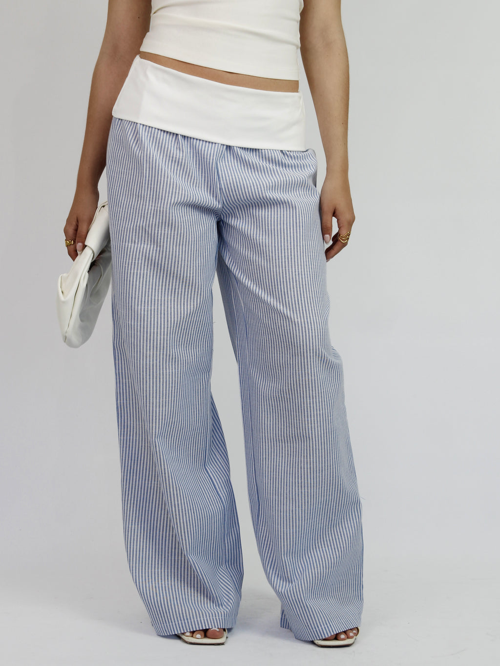 Foldover Waistband Striped Pants Cod.P56