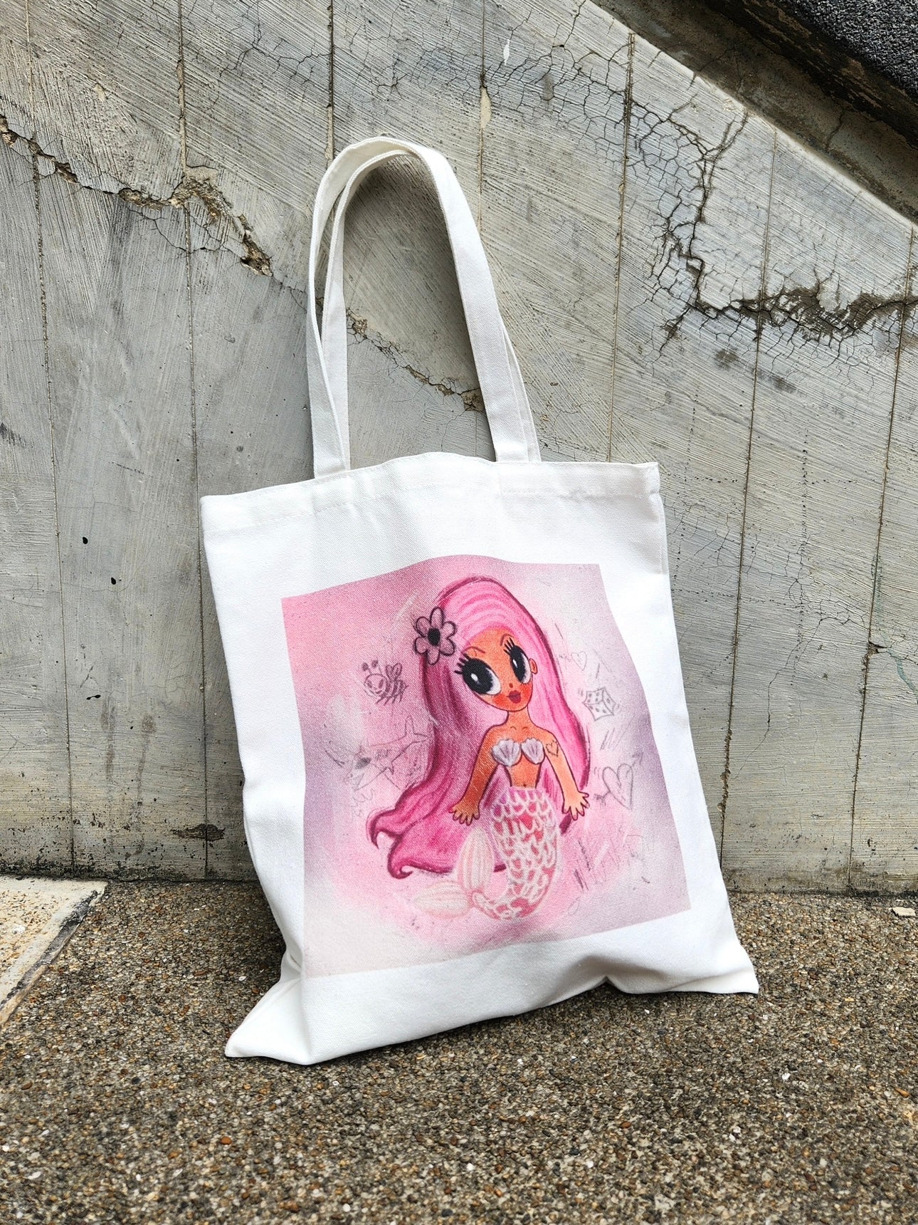 White Graphic Tote Bag