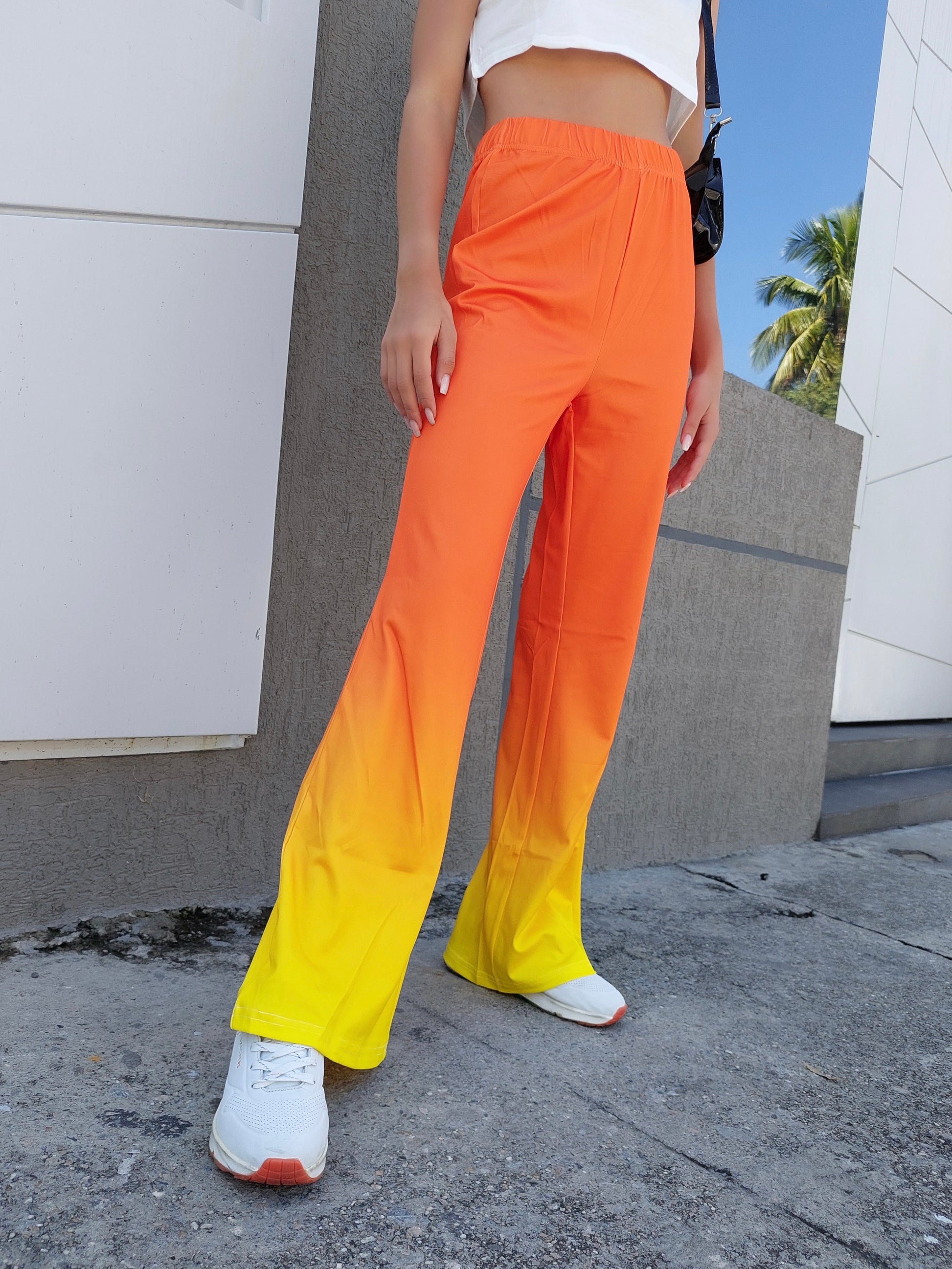 Orange Flare Leg Pants