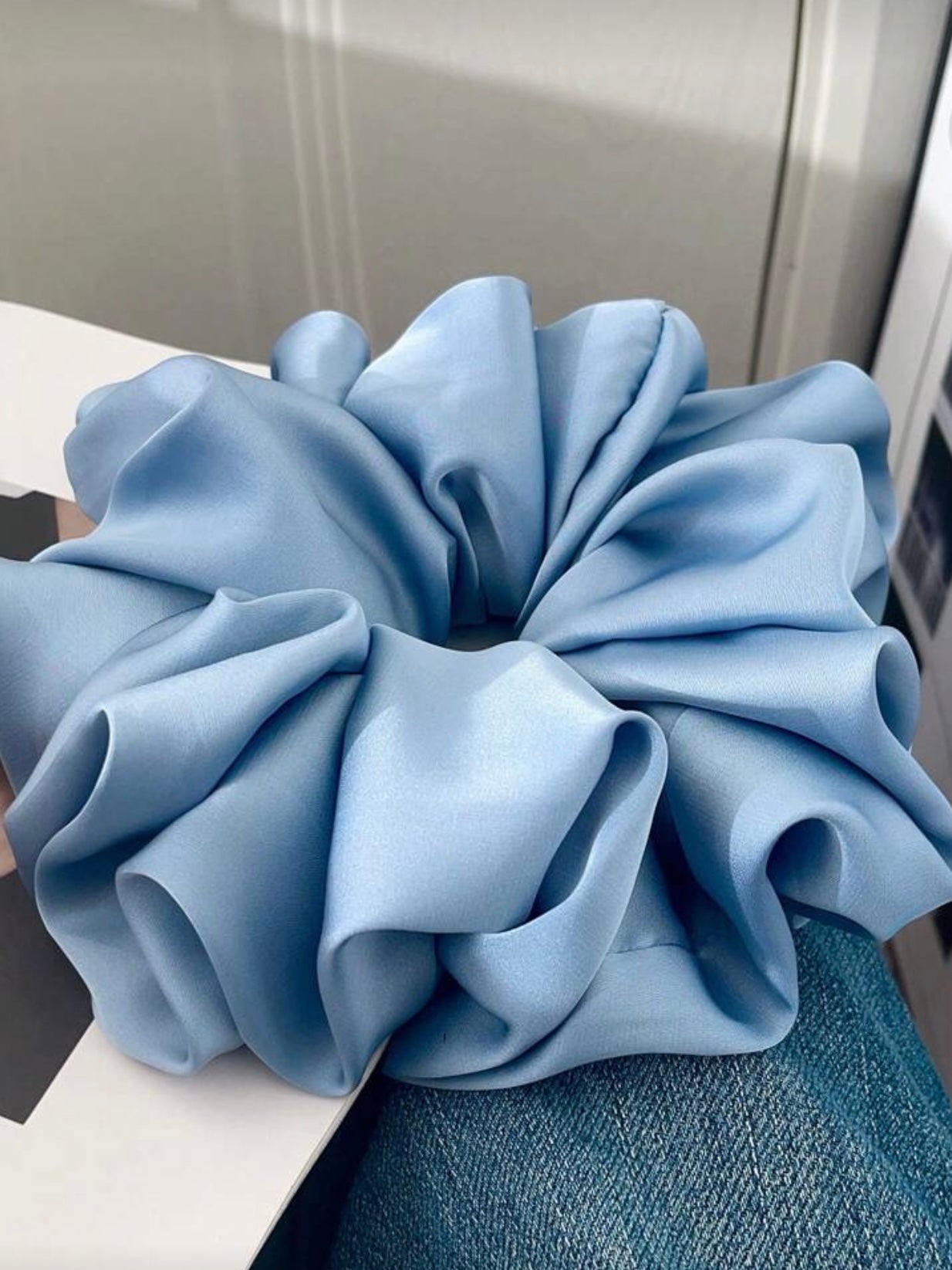 Baby Blue Ruffled Scrunchie