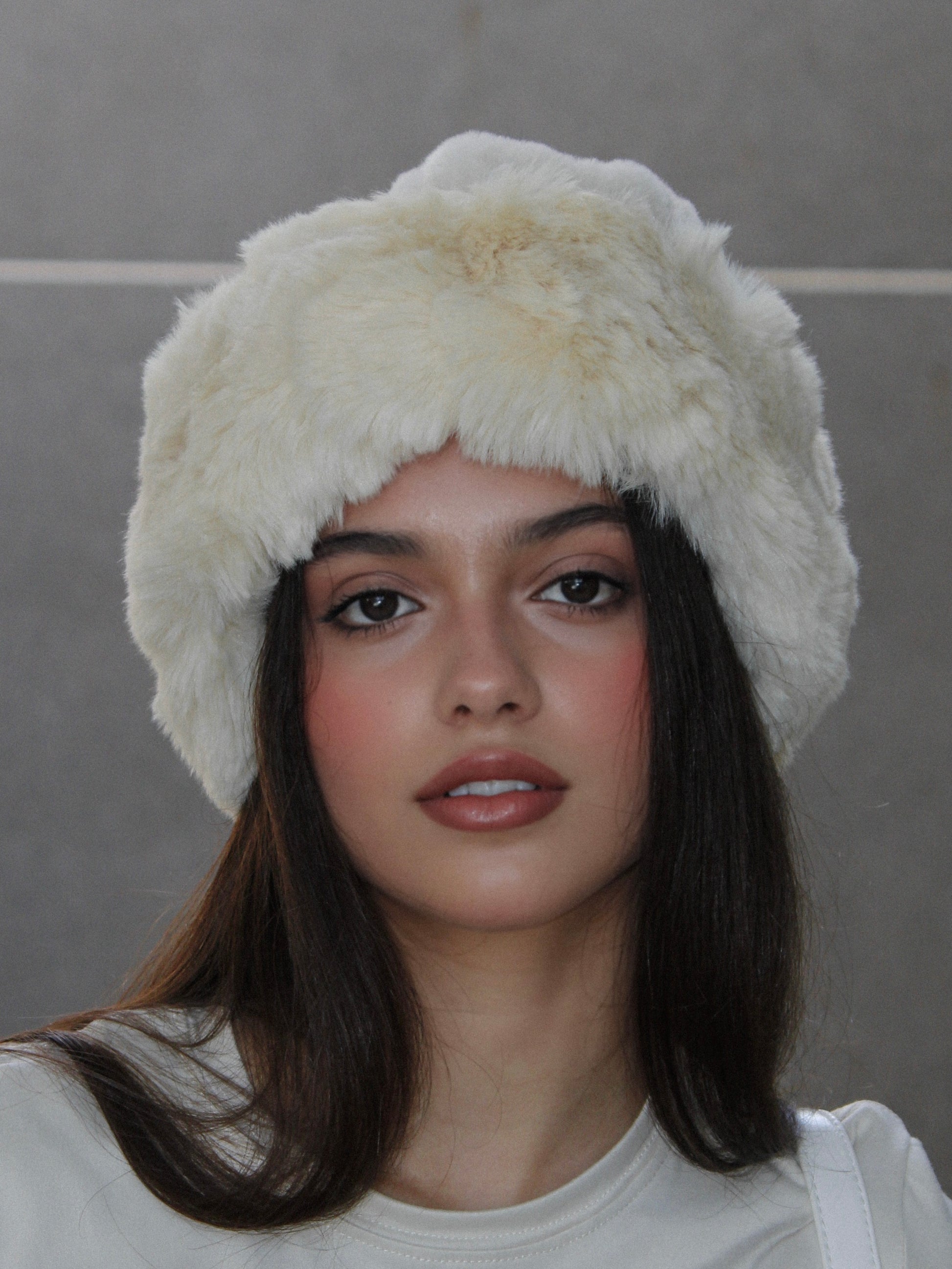 Beige Fluffy Hat