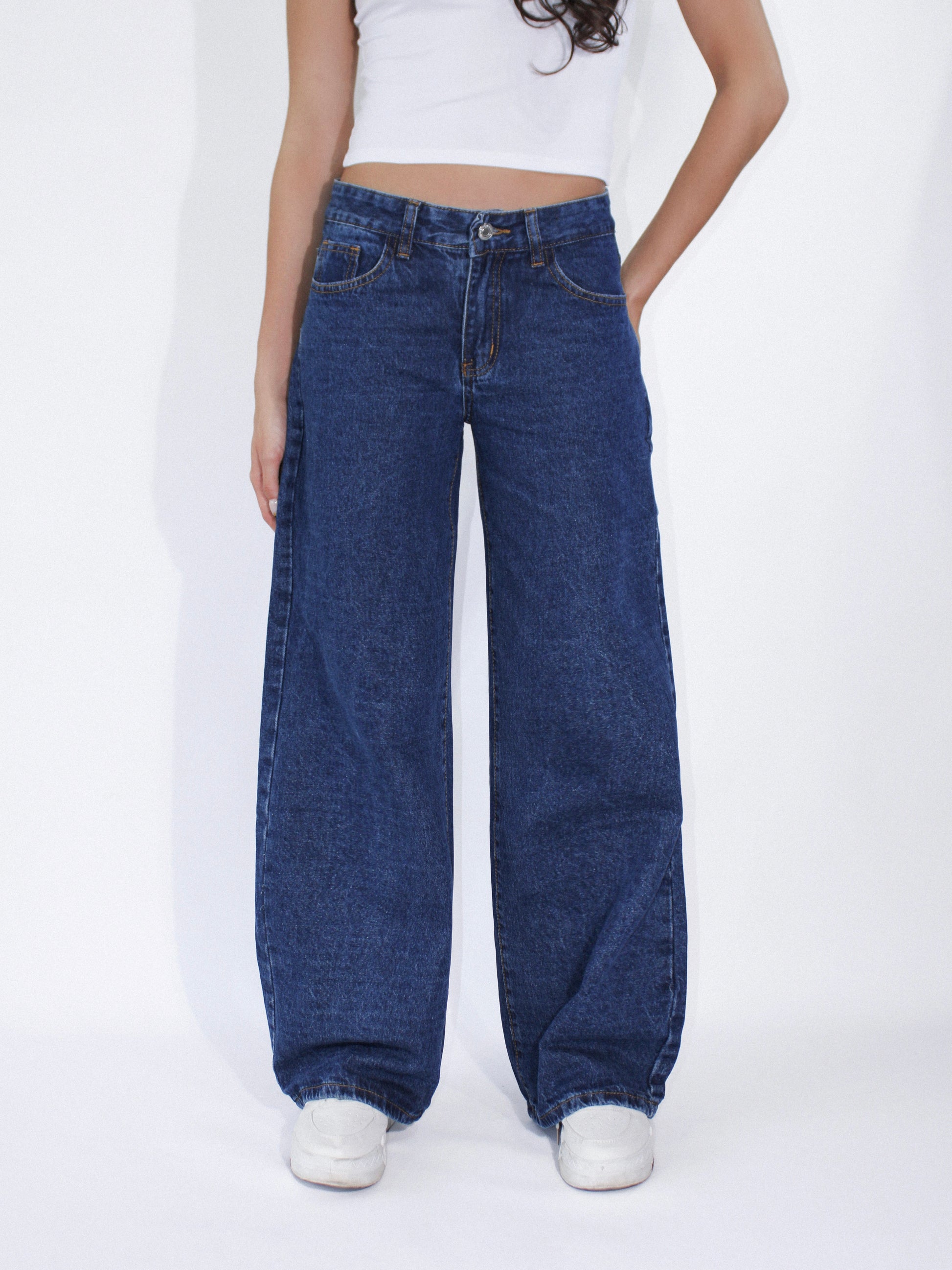 Blue Low Waist Wideleg Jeans