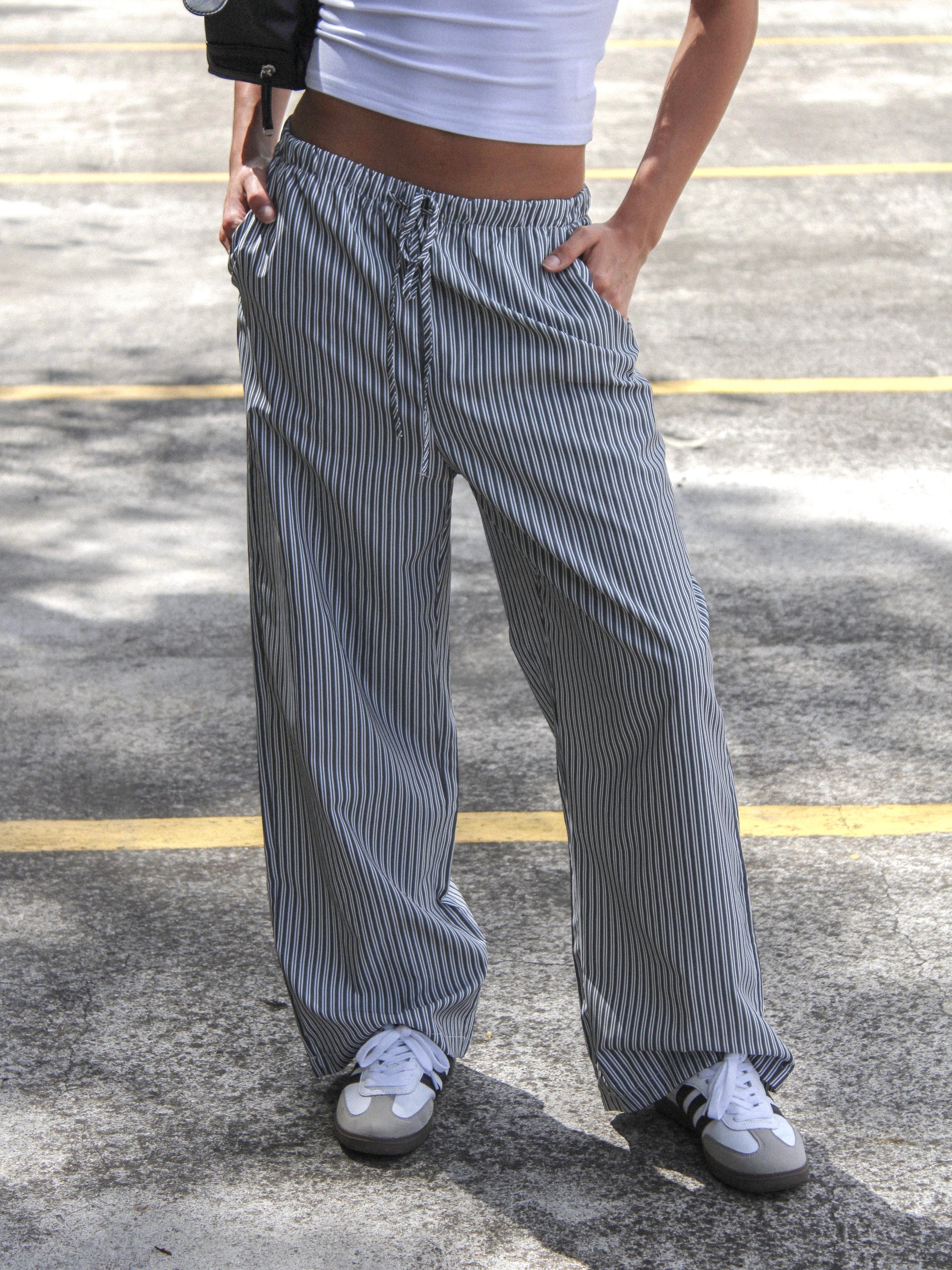 Gray Striped Pants