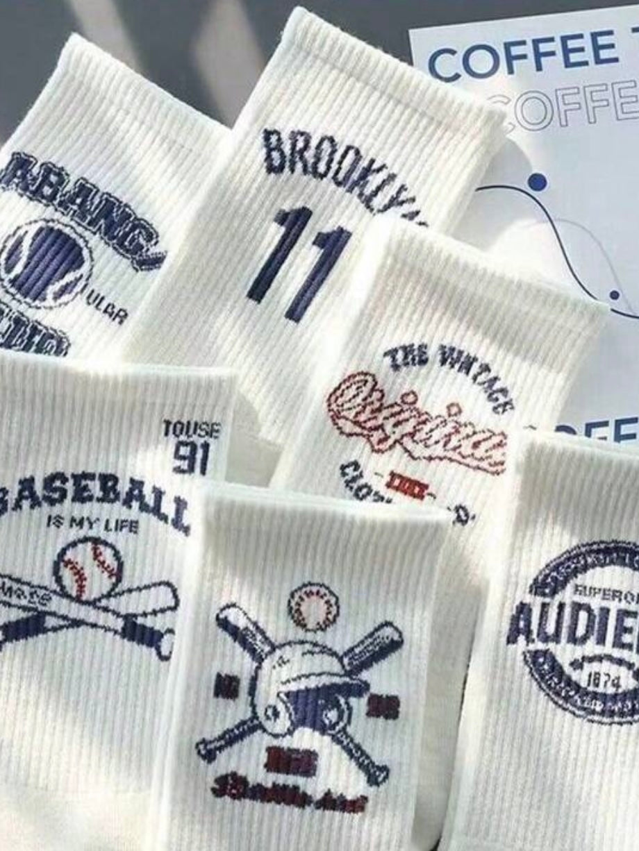 White Graphic Socks