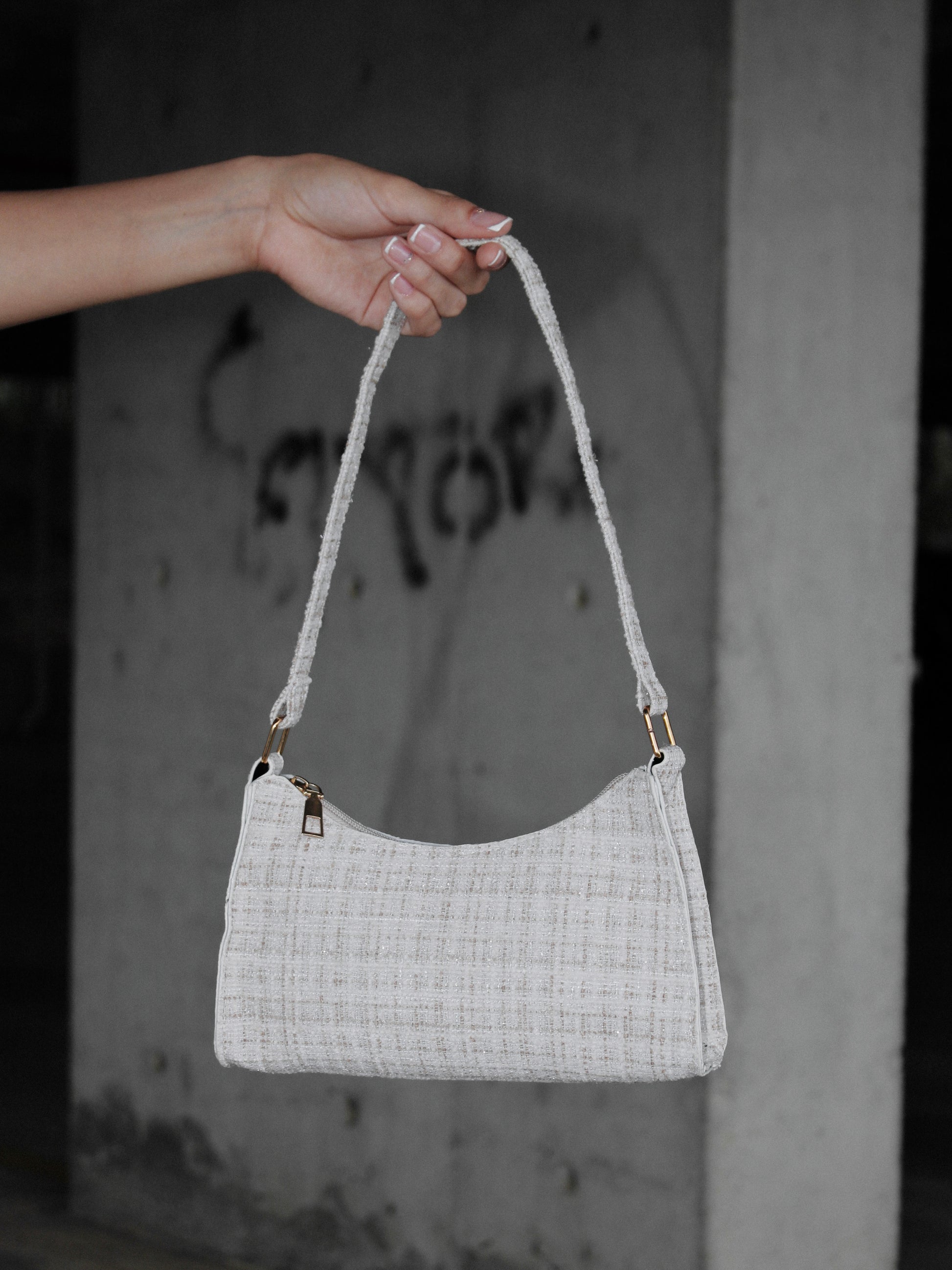 Beige Baguette Bag