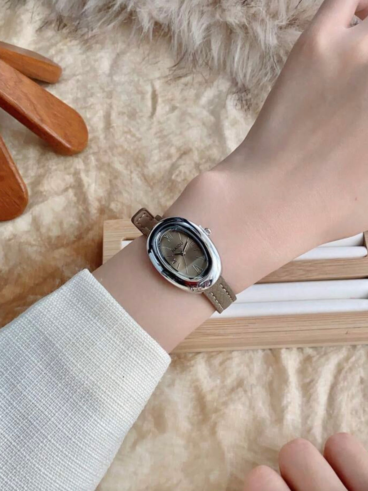 Modern Taupe Minimalist Watch