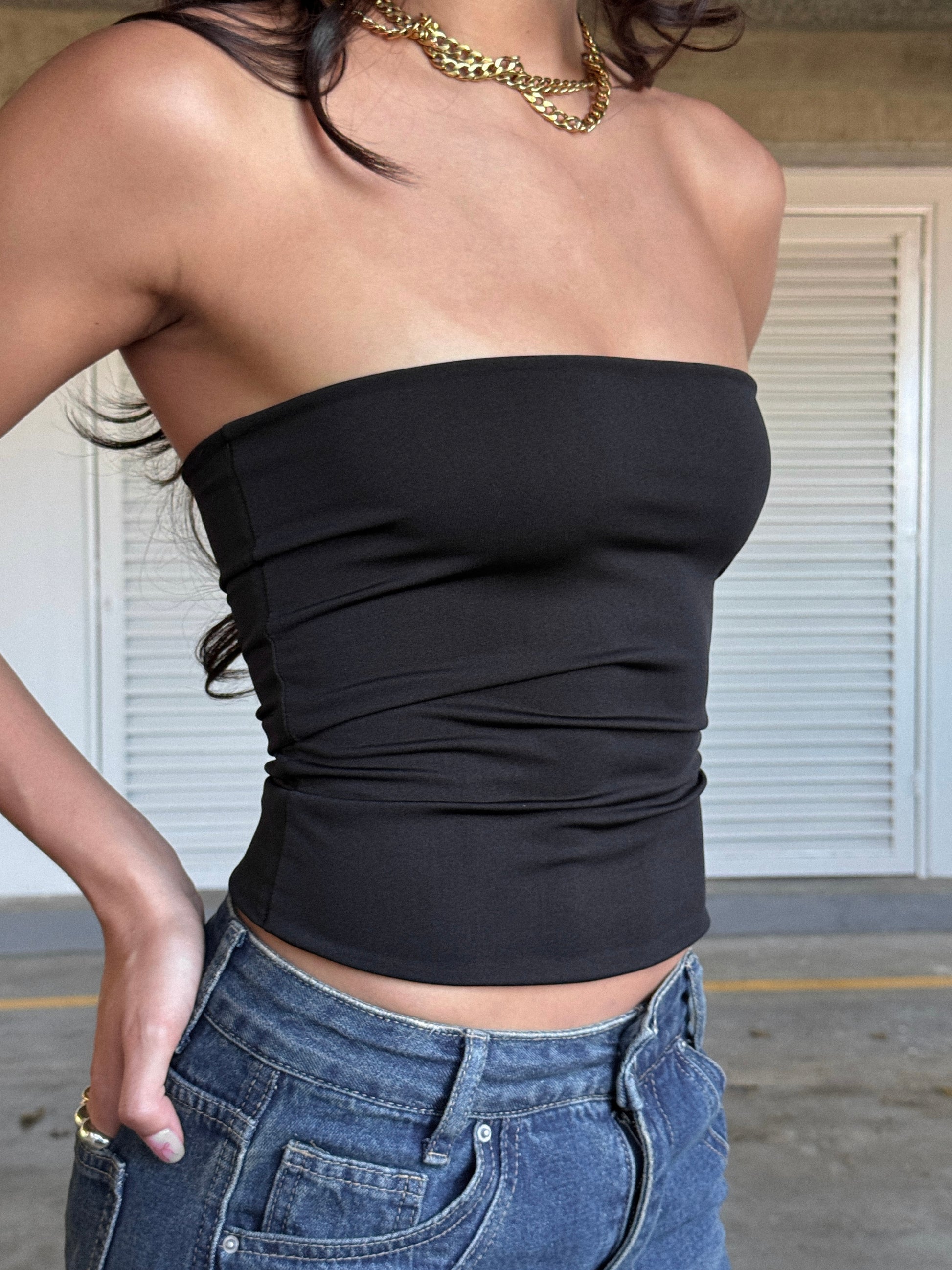 Black Strapless Top