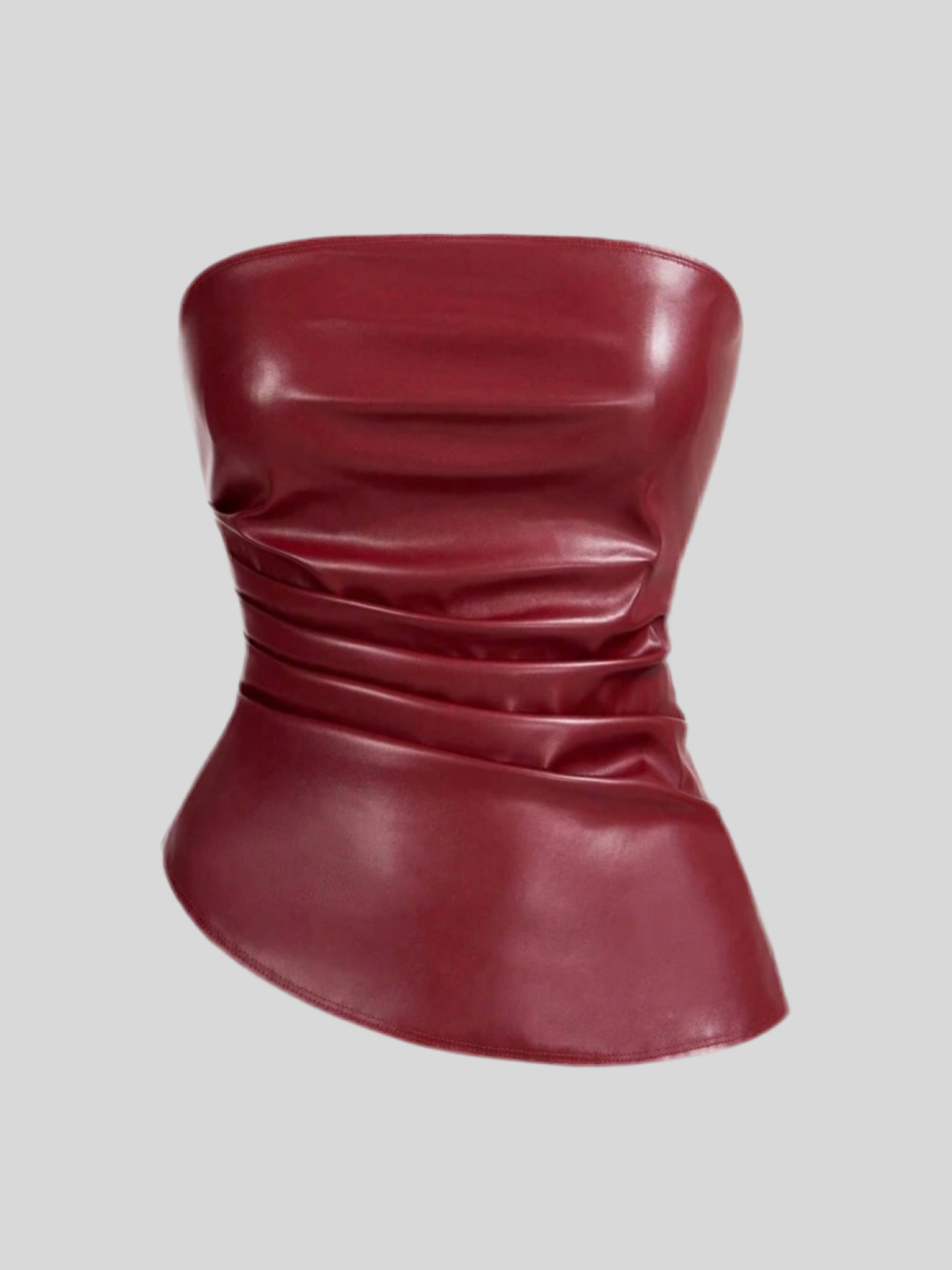 Red Leather Strapless Top
