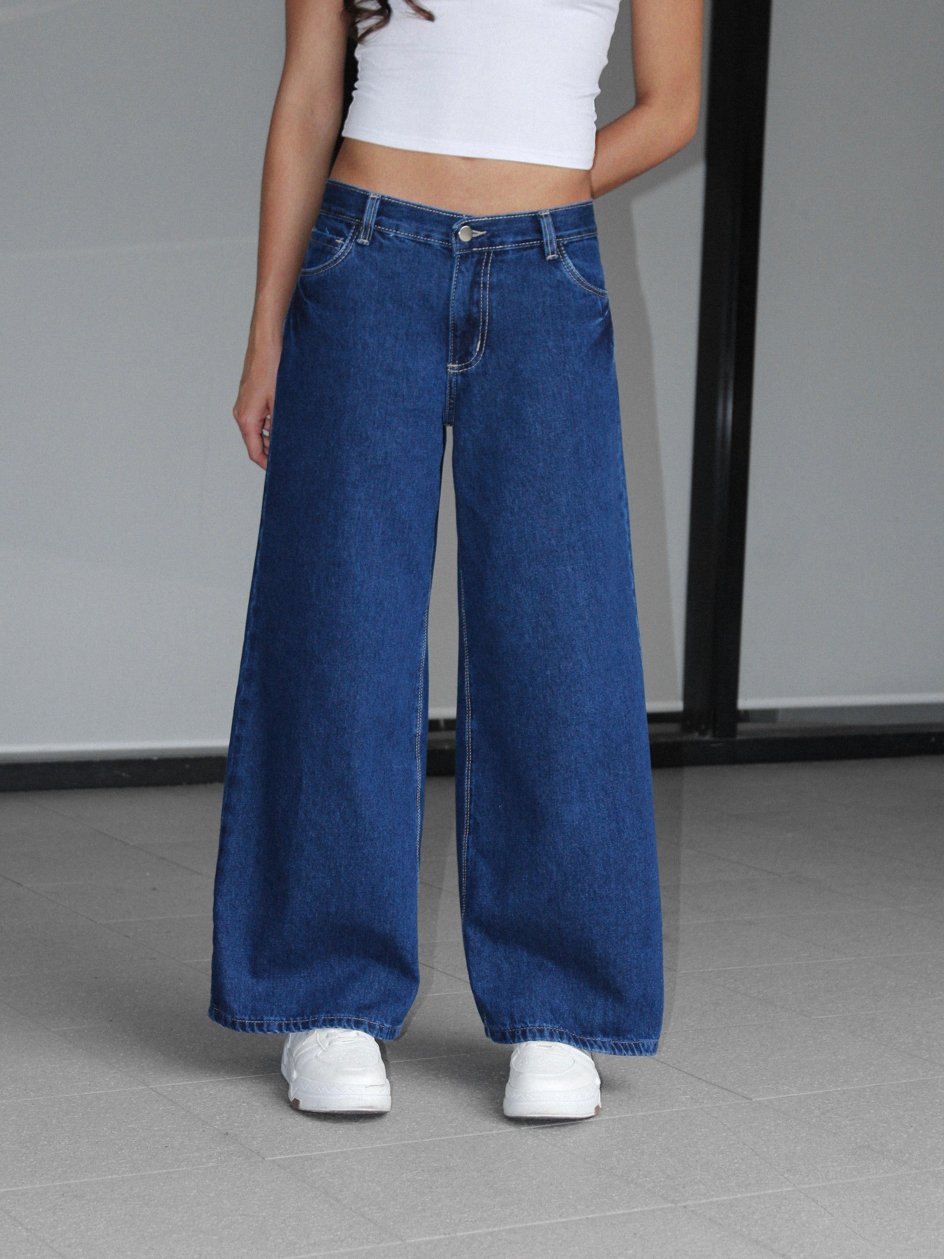 Blue Low Waist Wideleg Jeans