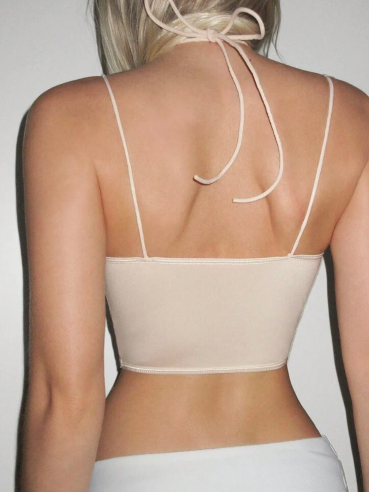 Beige Mesh Bustier Top