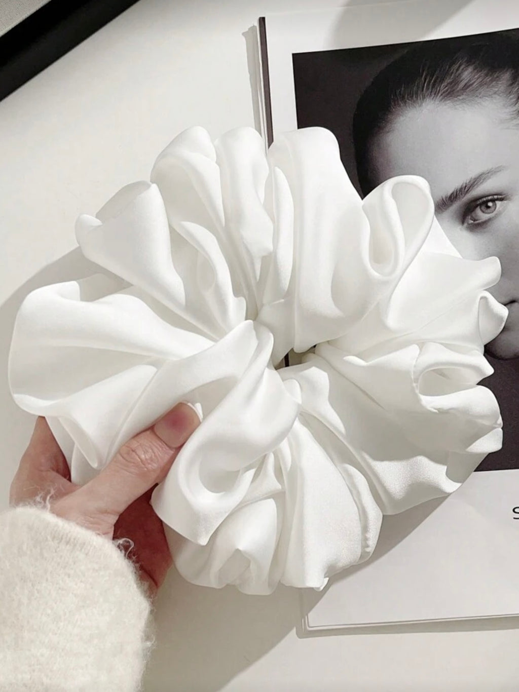 White Ruffled Scrunchie