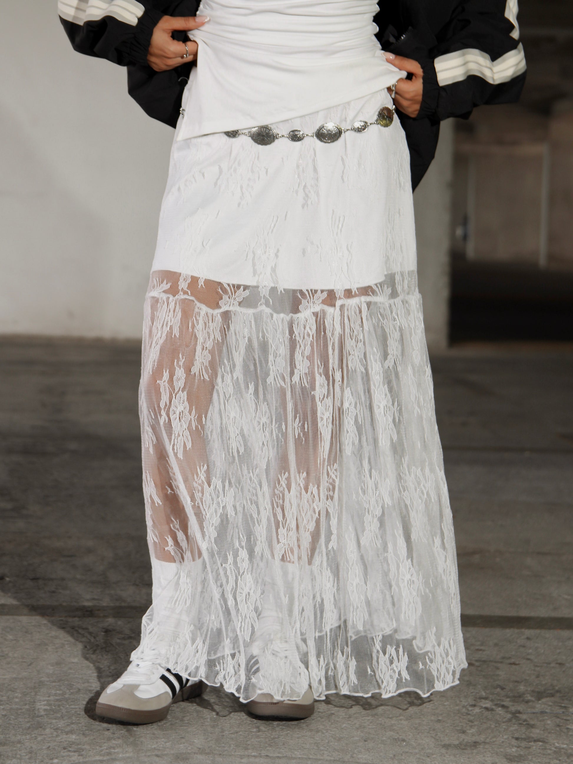 White Lace Maxi Skirt  Cod.FS39