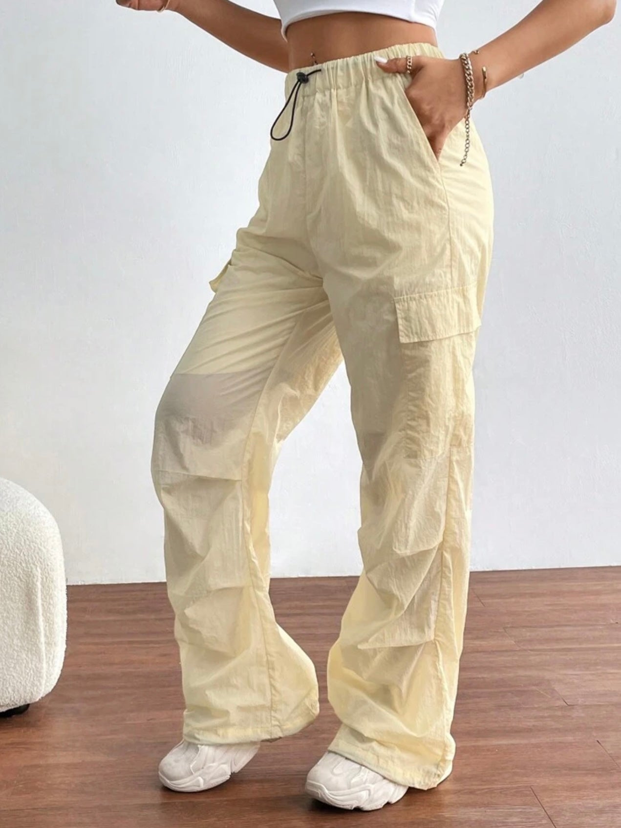 Yellow Cargo Parachute Pants