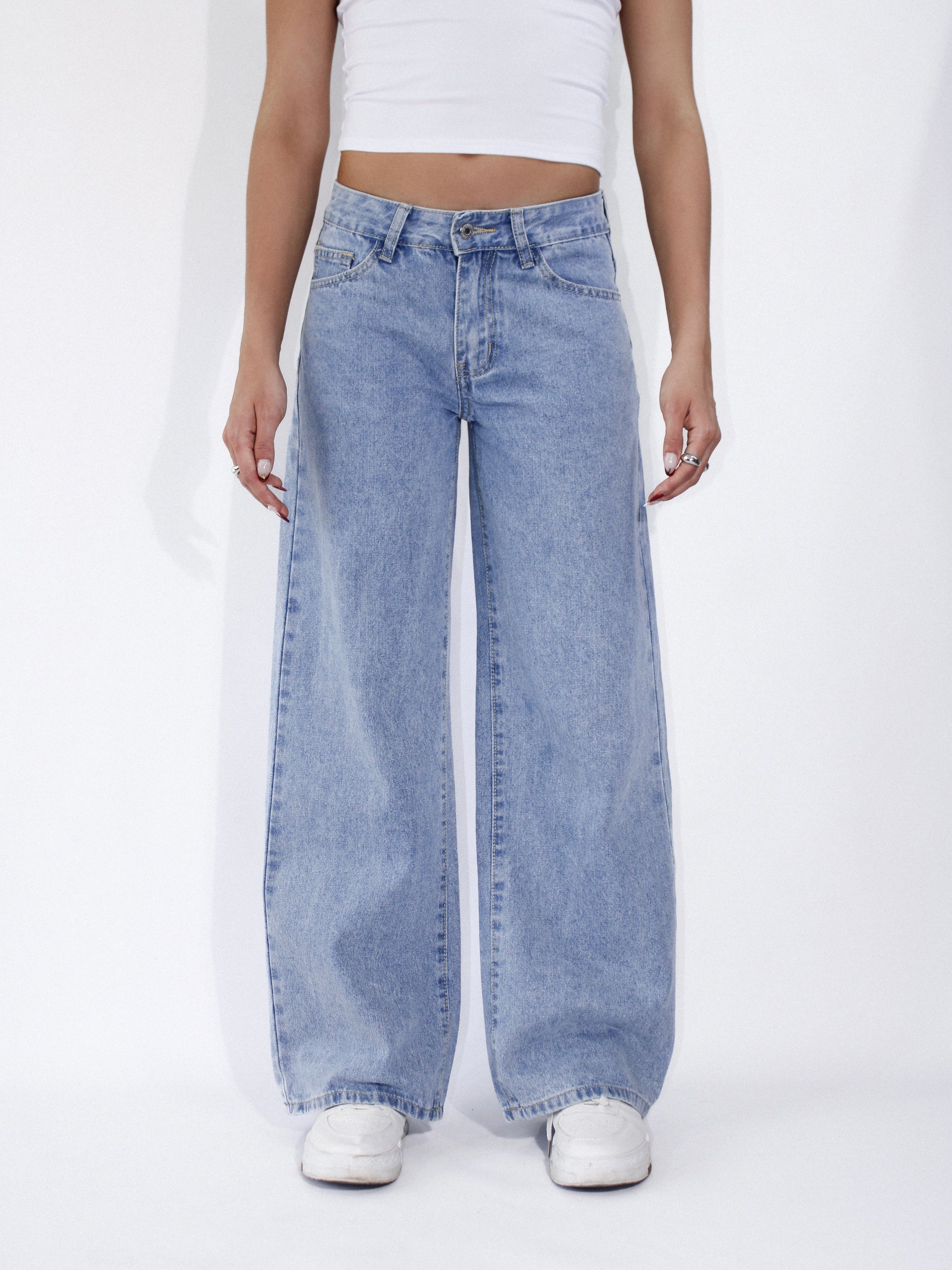 Blue Low Waist Wideleg Jeans