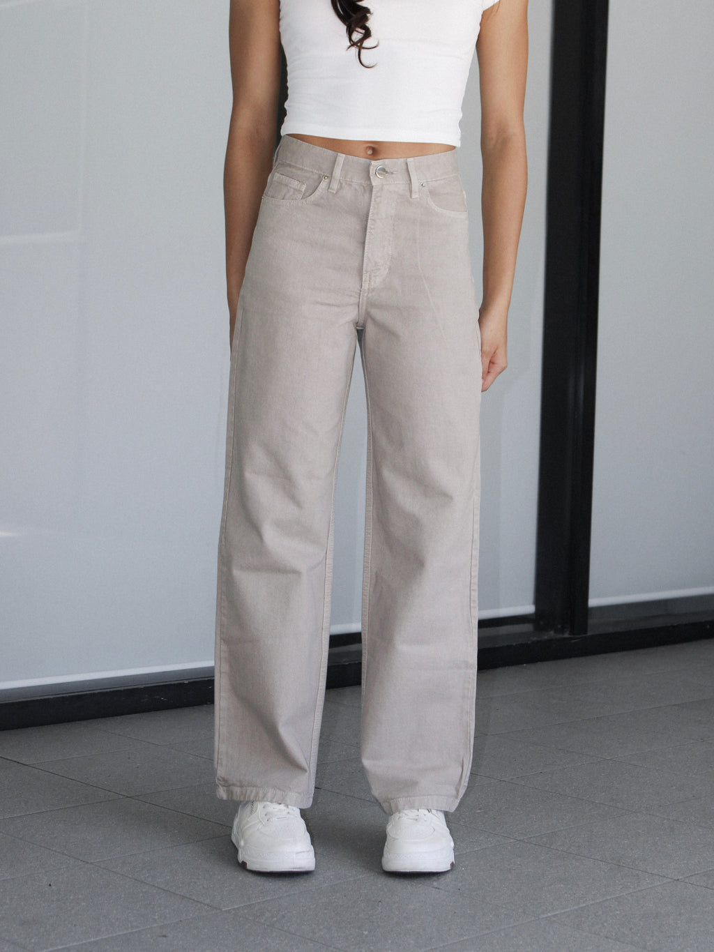 Beige Straight Jeans