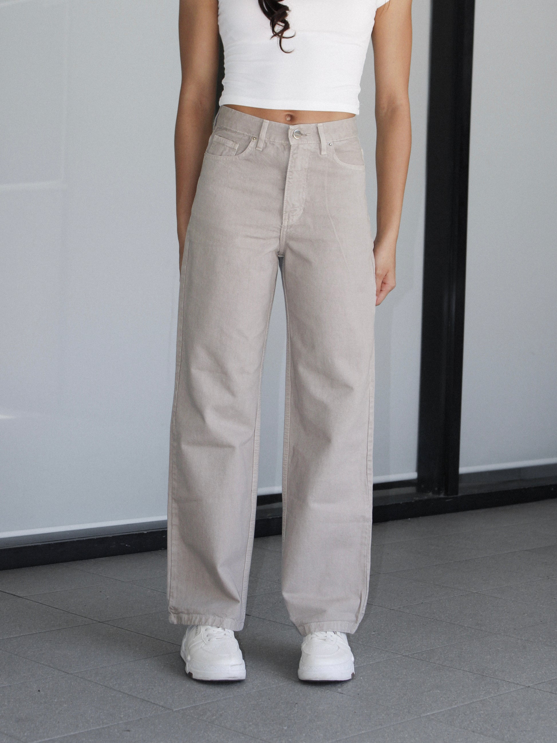 Beige Straight Jeans
