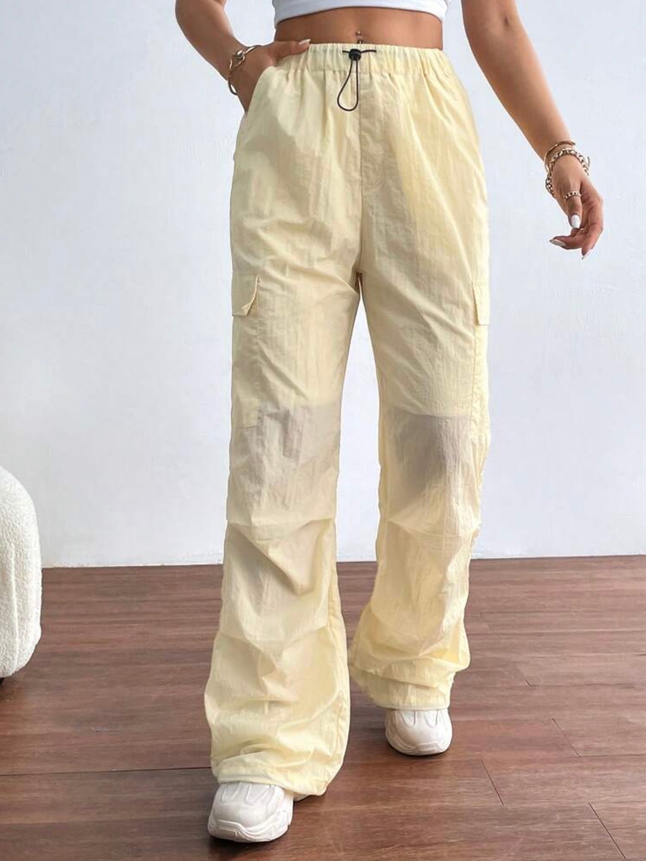 Yellow Cargo Parachute Pants