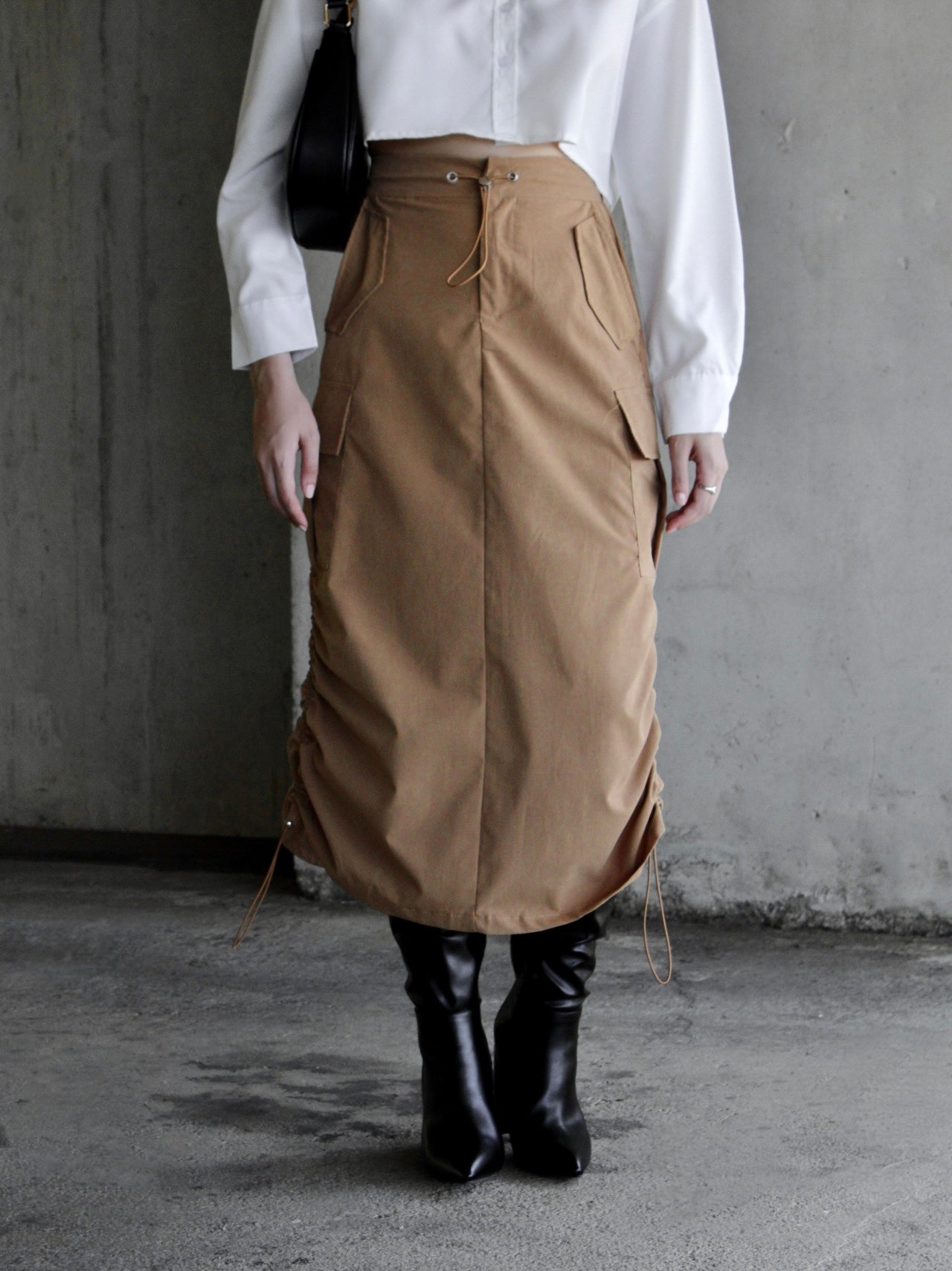 Khaki Midi Cargo Skirt