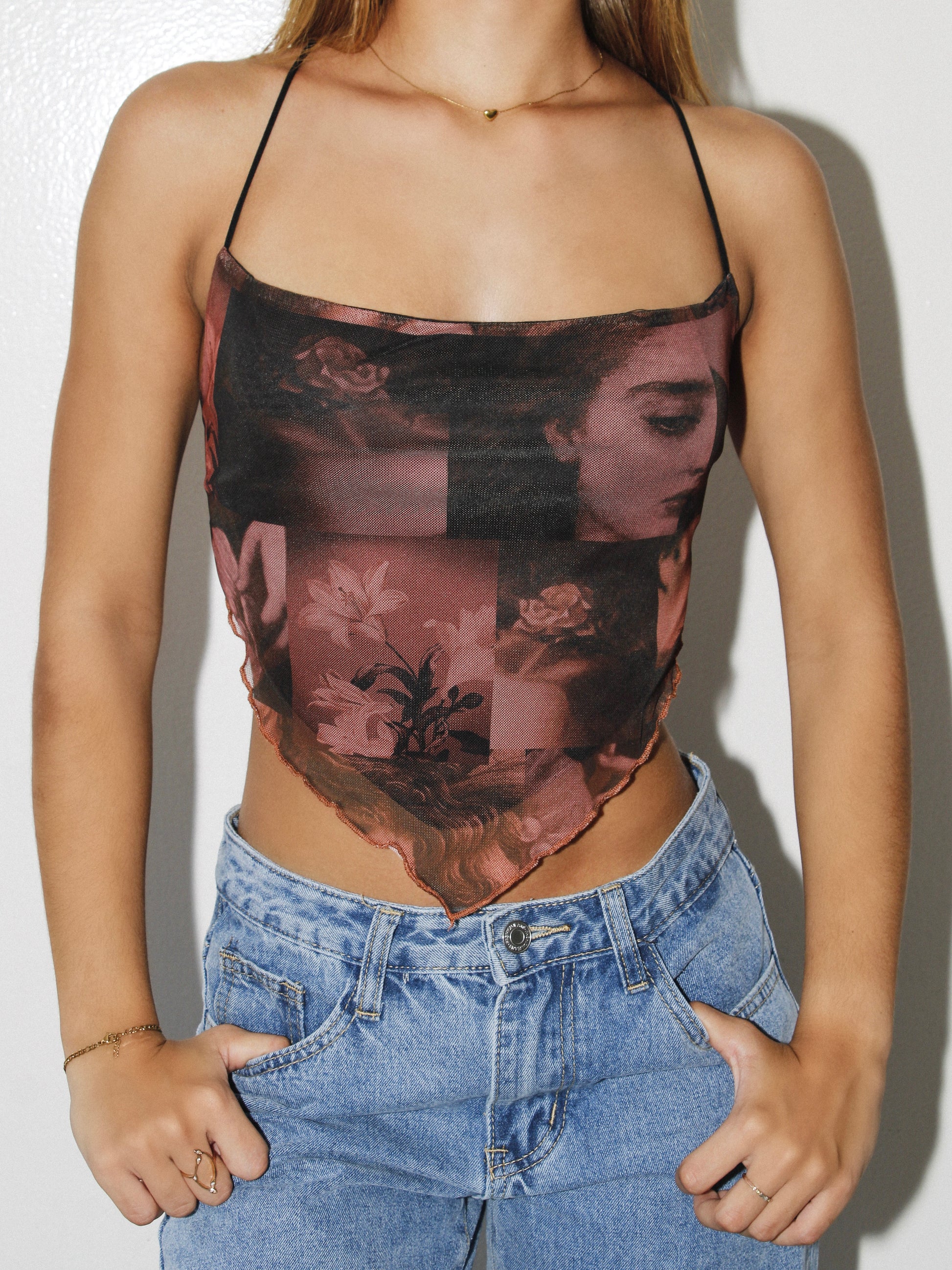Brown Graphic Cropped Top Cod.T104