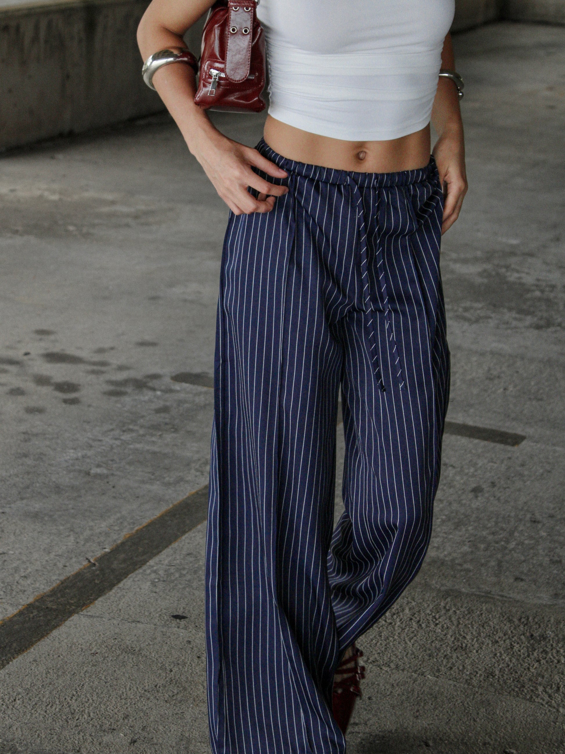 Dark Blue Striped Pants