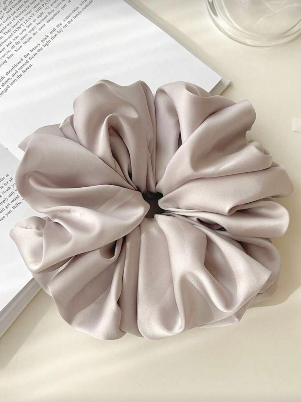 Beige Ruffled Scrunchie