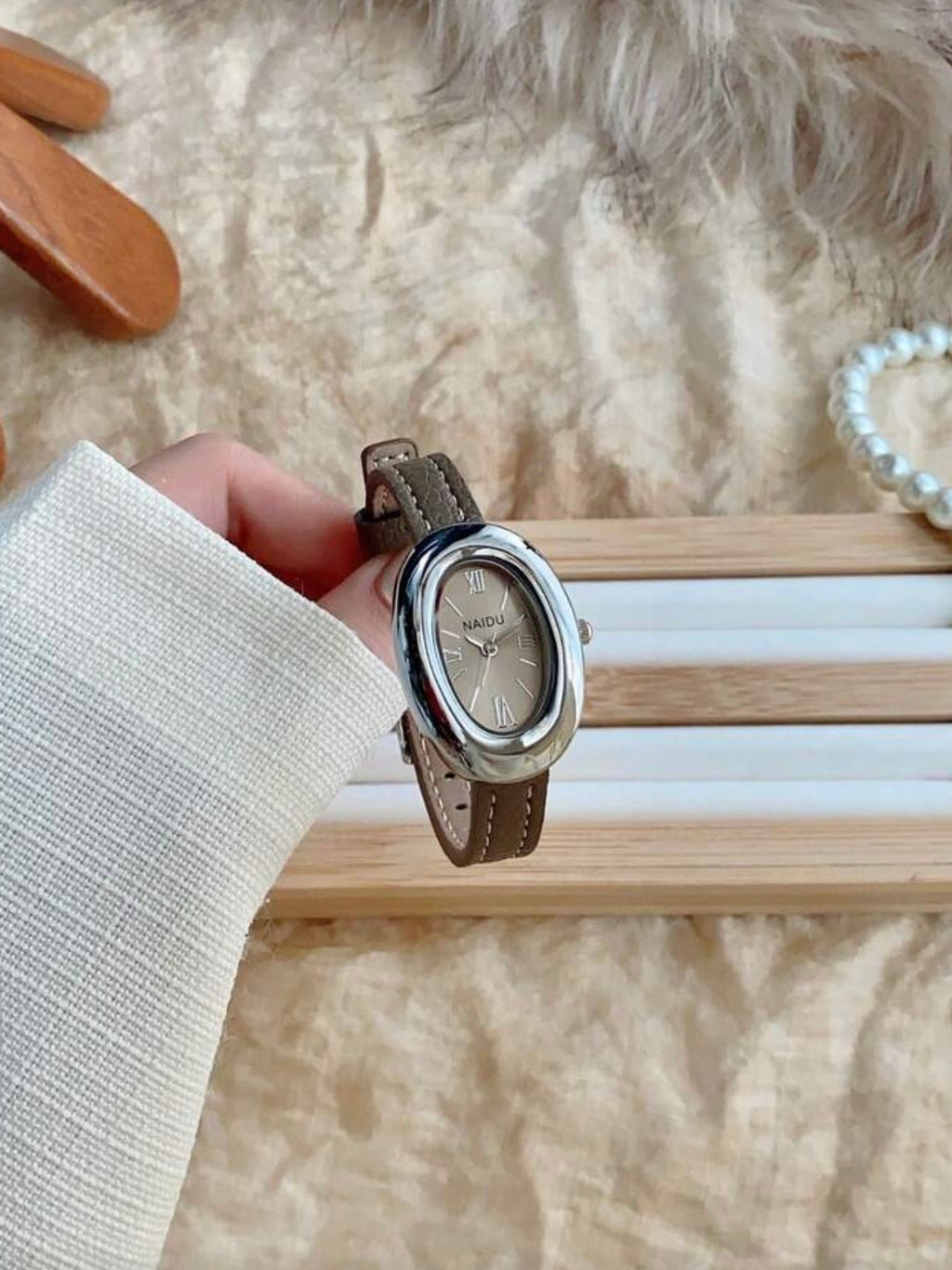 Modern Taupe Minimalist Watch