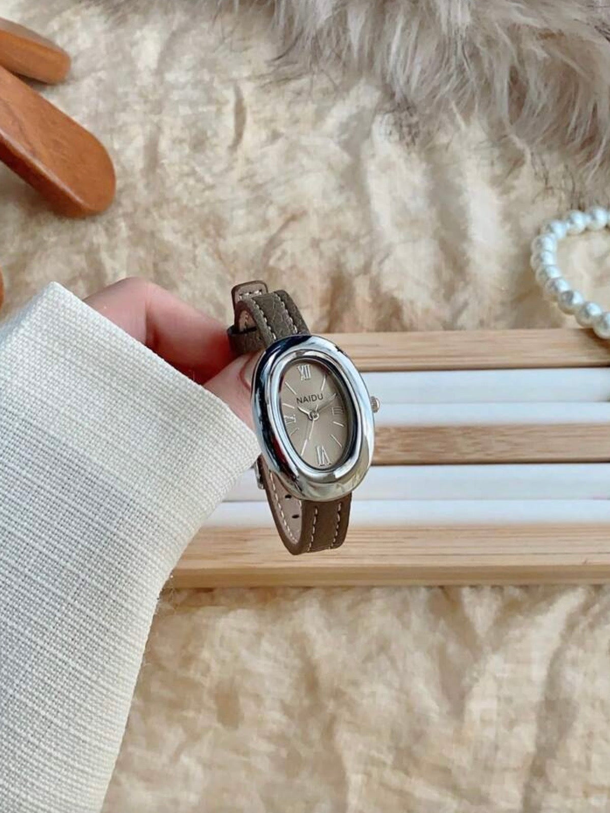 Modern Taupe Minimalist Watch