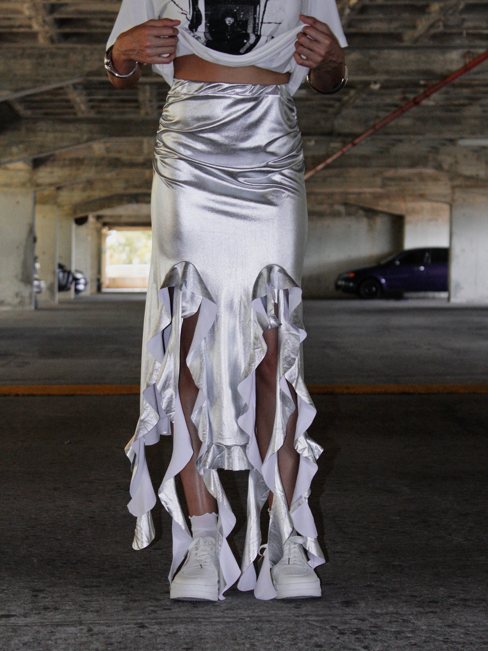 Gray Patent Leather Skirt