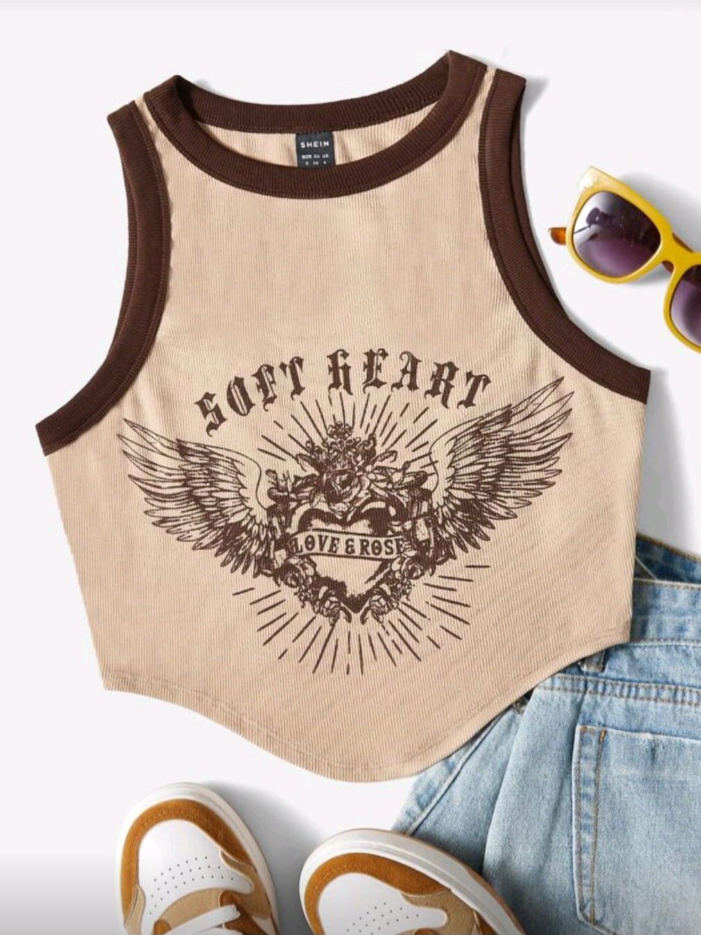 Beige & Brown Tank Top Cod.T83