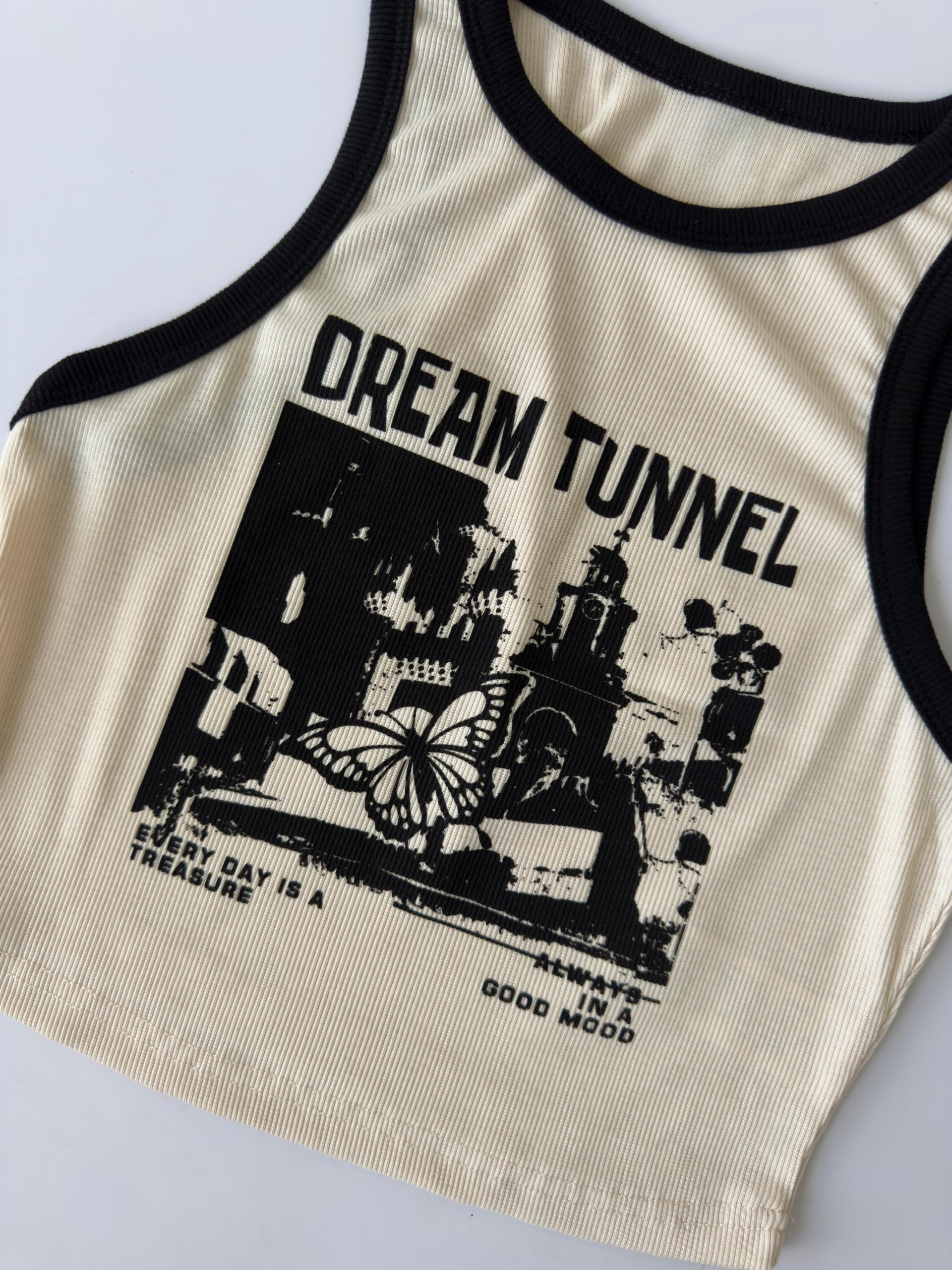 Beige Graphic Tank Top Cod.T134