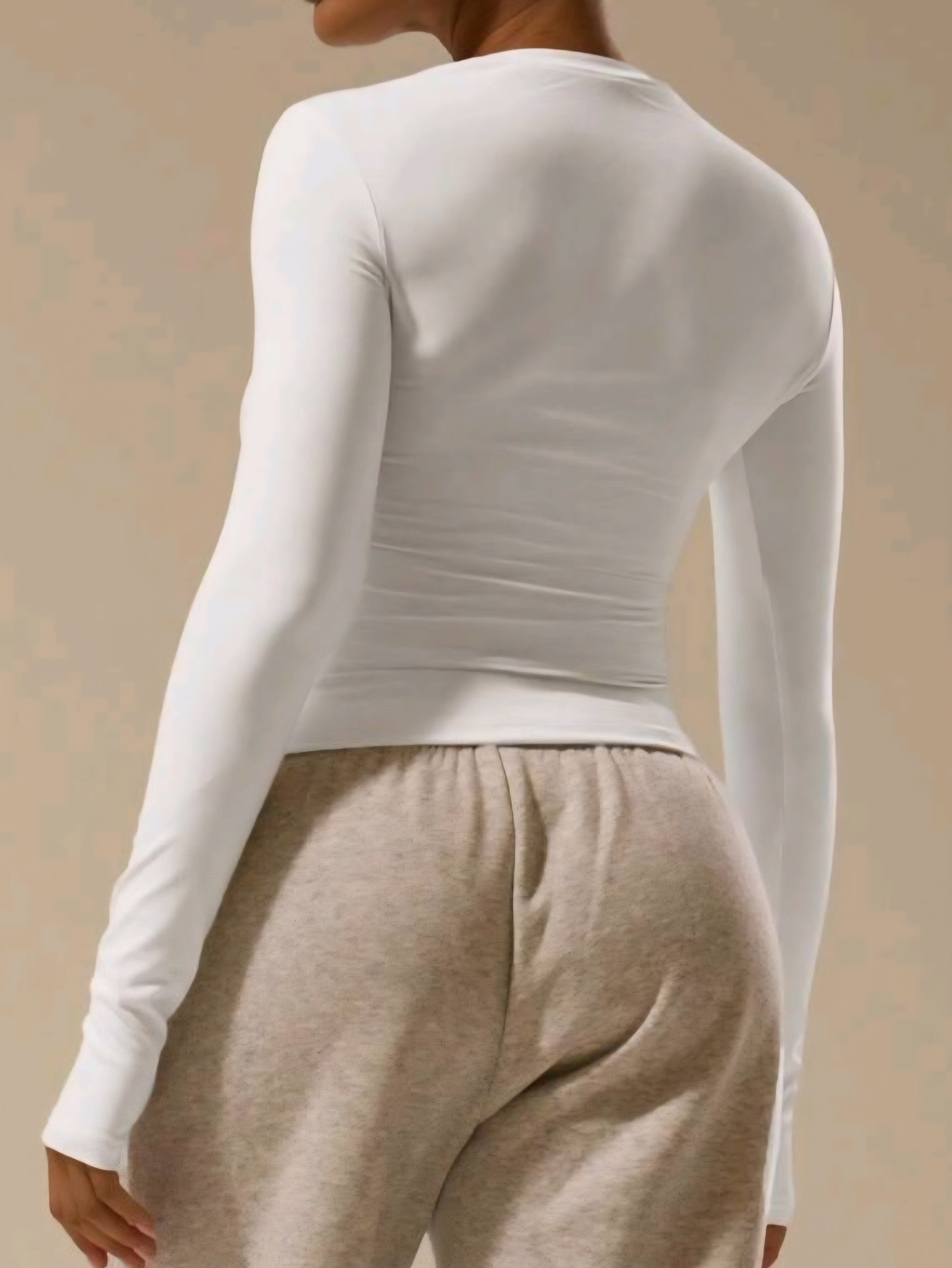 White Long Sleeve Basic Tee  Cod.T139