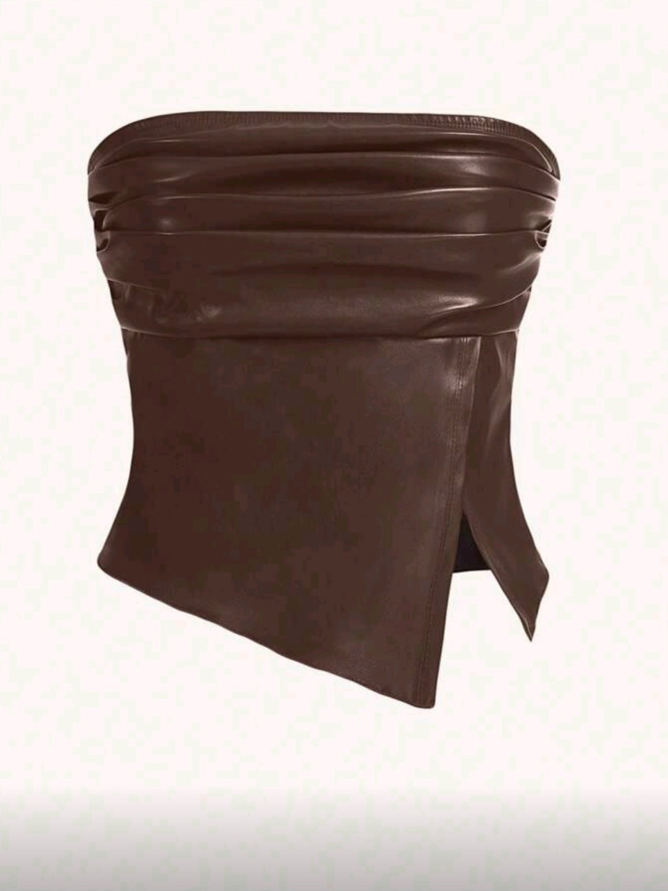 Brown Leather Strapless Top Cod.T84