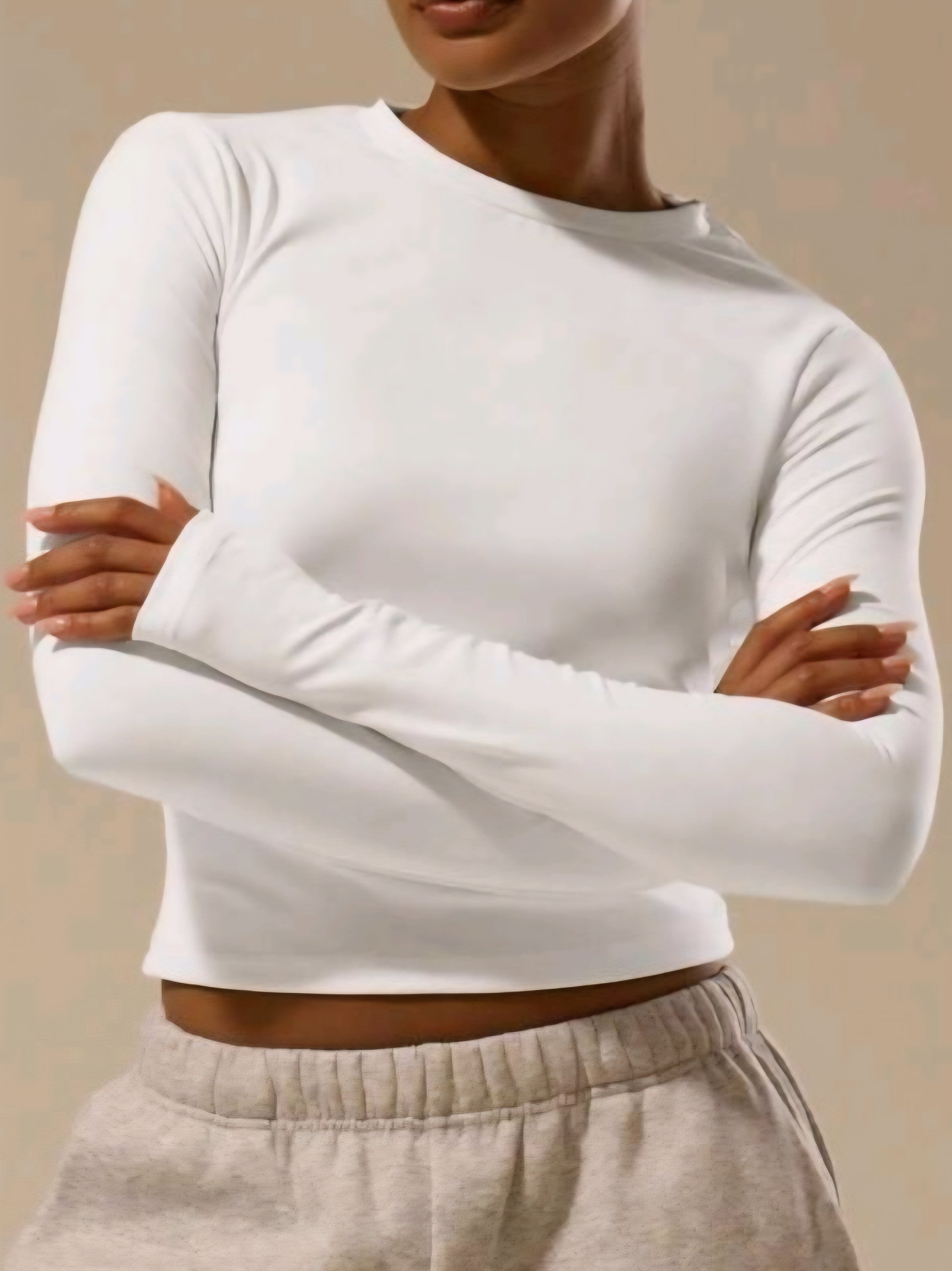 White Long Sleeve Basic Tee  Cod.T139