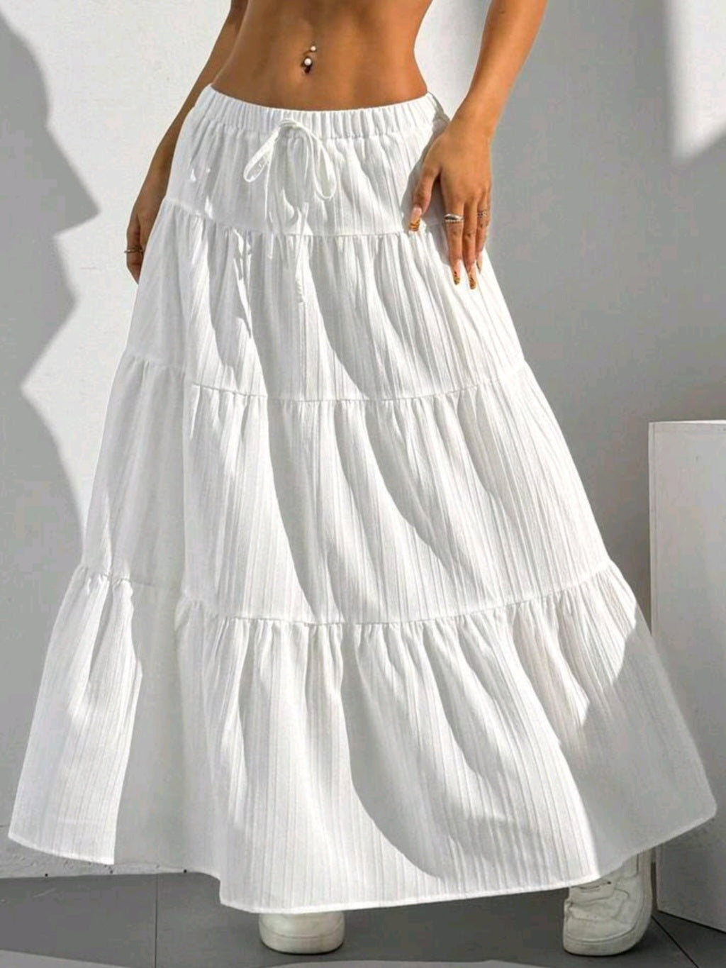 White Tiered Boho Skirt Cod.FS37