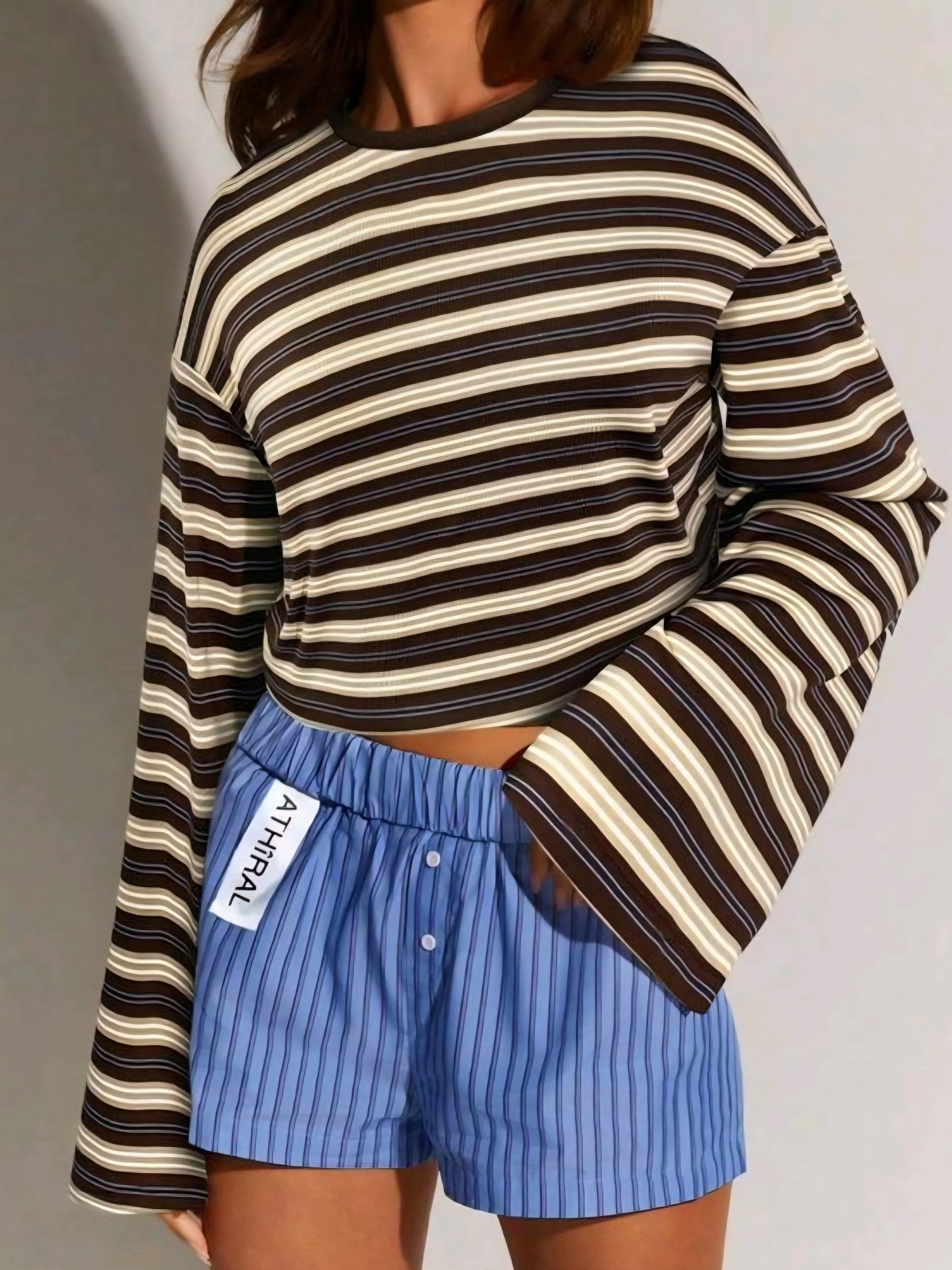 Long Sleeve Striped Oversize Shirt Cod.OV34