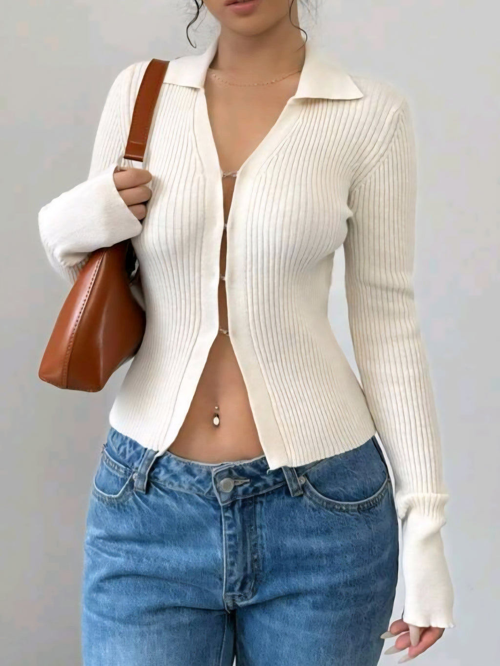 Beige Long Sleeve Cardigan  Cod.T147