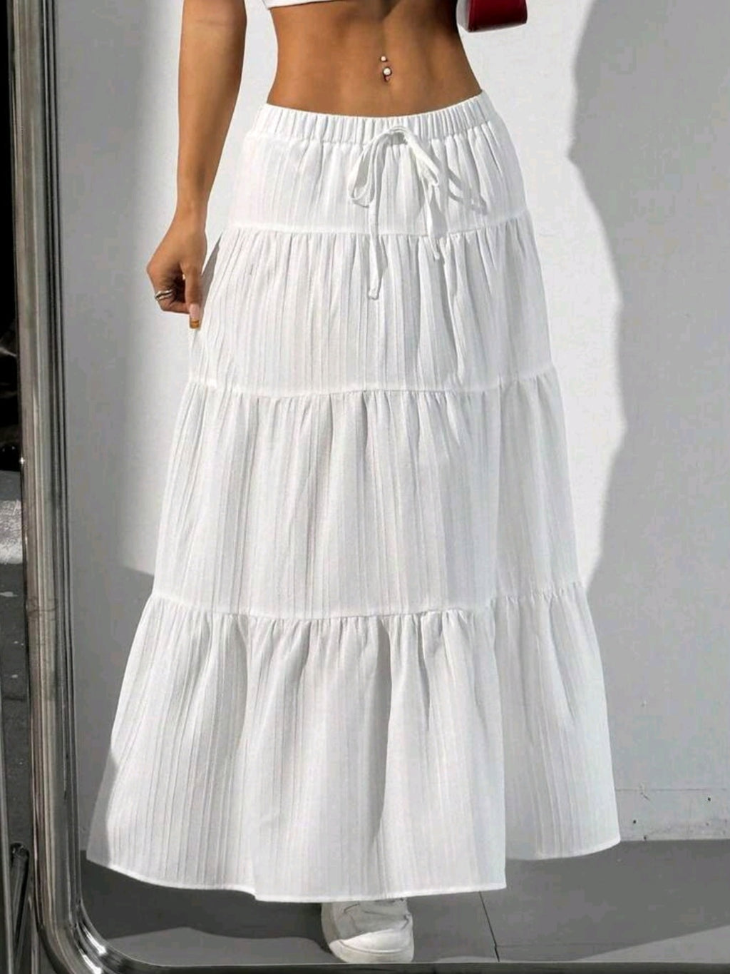 White Tiered Boho Skirt Cod.FS37